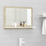 Bathroom Mirror White and Sonoma Oak 60x10.5x37 cm Engineered Wood