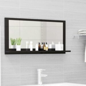 Bathroom Mirror High Gloss Black 80x10.5x37 cm Engineered Wood