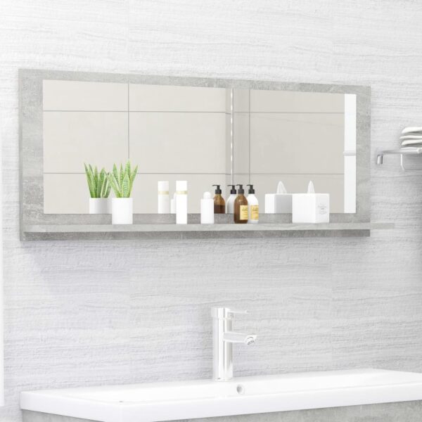 Bathroom Mirror Concrete Grey 100x10.5x37 cm Engineered Wood