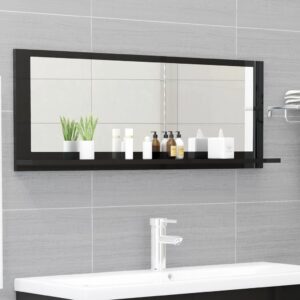 Bathroom Mirror High Gloss Black 100x10.5x37 cm Engineered Wood