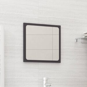 Chic Grey Wall Mounted Mirror Contemporary Engineered Wood Acrylic Bathroom Decor