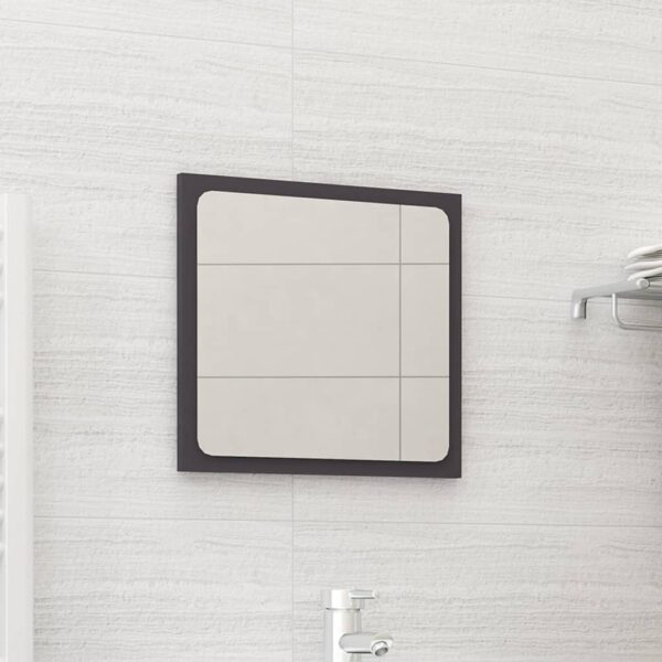 Chic Grey Wall Mounted Mirror Contemporary Engineered Wood Acrylic Bathroom Decor