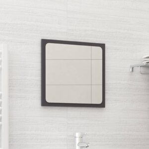 Chic High Gloss Grey Wall Mirror Contemporary Engineered Wood Acrylic Finish