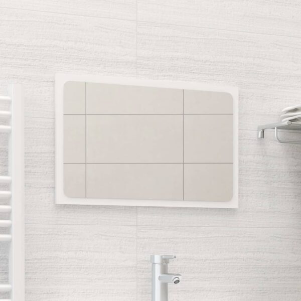 Elegant White Wall Mounted Bathroom Mirror Contemporary Engineered Wood Acrylic