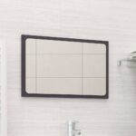 Chic Grey Wall Mounted Bathroom Mirror Contemporary Engineered Wood Acrylic