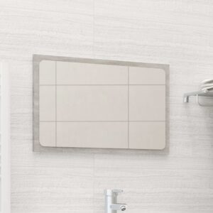 Chic Concrete Grey Wall Mirror Contemporary Engineered Wood Acrylic Bathroom Decor