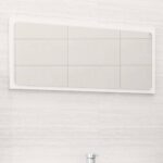 Chic White Wall Mounted Bathroom Mirror Contemporary Engineered Wood Acrylic