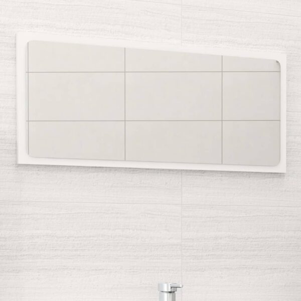 Chic White Wall Mounted Bathroom Mirror Contemporary Engineered Wood Acrylic