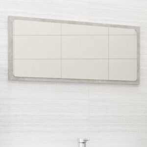 Chic Concrete Grey Wall Mirror Contemporary Engineered Wood Acrylic Finish