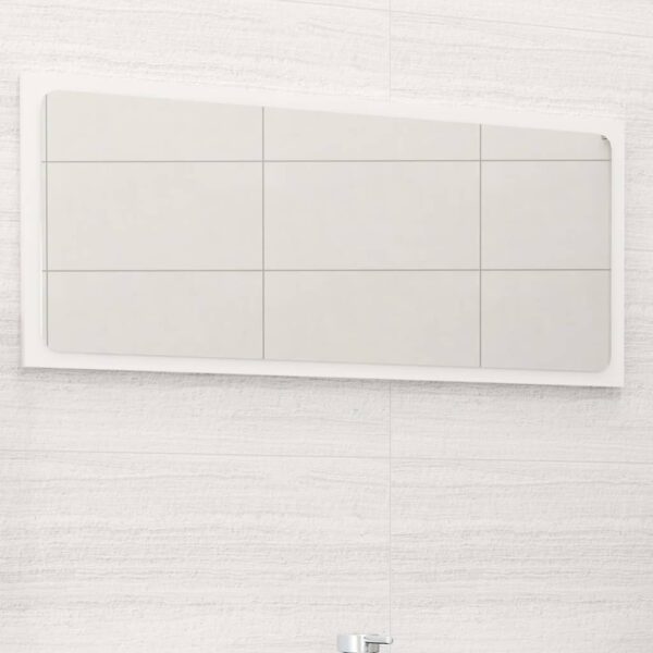 Chic High Gloss White Bathroom Mirror Contemporary Engineered Wood Acrylic