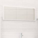 Chic High Gloss White Wall Mirror Contemporary Engineered Wood Acrylic Finish