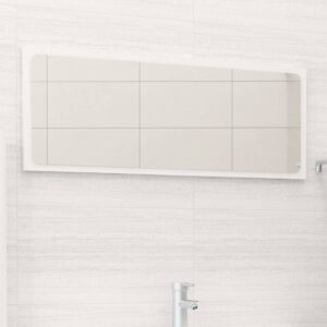 Chic High Gloss White Wall Mirror Contemporary Engineered Wood Acrylic Finish