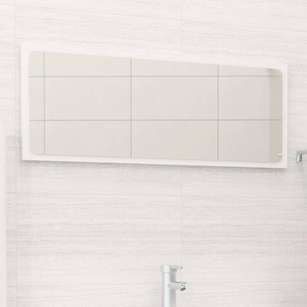 Chic High Gloss White Wall Mirror Contemporary Engineered Wood Acrylic Finish