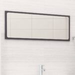 Contemporary High Gloss Grey Wall Mirror Engineered Wood Acrylic Finish Elegant