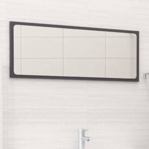 Contemporary High Gloss Grey Wall Mirror Engineered Wood Acrylic Finish Elegant