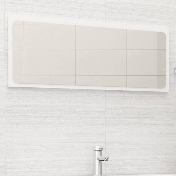 Chic White Wall Mounted Bathroom Mirror Contemporary Engineered Wood Acrylic