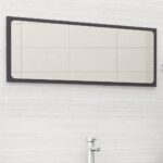 Chic Grey Wall Mounted Mirror Contemporary Engineered Wood Acrylic Bathroom Decor