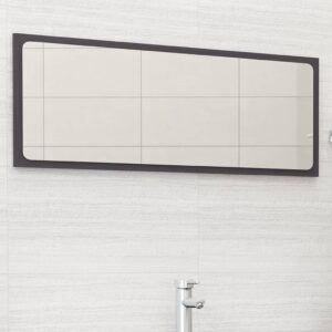 Chic Grey Wall Mounted Mirror Contemporary Engineered Wood Acrylic Bathroom Decor