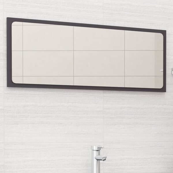 Chic Grey Wall Mounted Mirror Contemporary Engineered Wood Acrylic Bathroom Decor