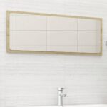 Contemporary Sonoma Oak Bathroom Wall Mirror Engineered Wood Acrylic Finish