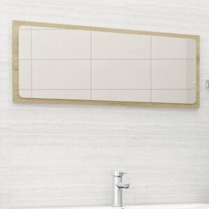 Contemporary Sonoma Oak Bathroom Wall Mirror Engineered Wood Acrylic Finish