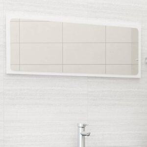 Chic High Gloss White Wall Mirror Contemporary Engineered Wood Acrylic Finish