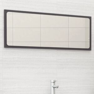 Chic High Gloss Grey Wall Mirror Contemporary Engineered Wood Acrylic Finish