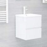 Sink Cabinet High Gloss White 41x38.5x45 cm Engineered Wood