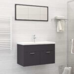 Chic Grey Bathroom Vanity Cabinet Set with Acrylic Mirror Storage Space