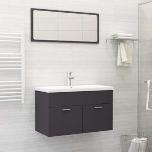 Chic Grey Bathroom Vanity Cabinet Set with Acrylic Mirror Storage Space