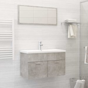 2 Piece Bathroom Furniture Set Concrete Grey Engineered Wood