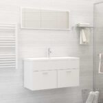 Chic White Bathroom Vanity Cabinet Set with Mirror Wall Mounted Storage Organizer