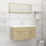 Chic Sonoma Oak Bathroom Furniture Set Mirror Cabinet Storage Engineered Wood