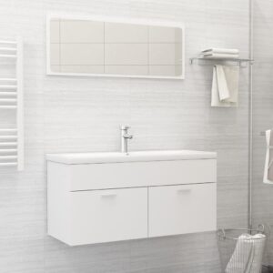 Chic White Bathroom Vanity Cabinet Set with Mirror Modern Storage Organizer