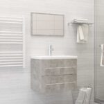 2 Piece Bathroom Furniture Set Concrete Grey Engineered Wood