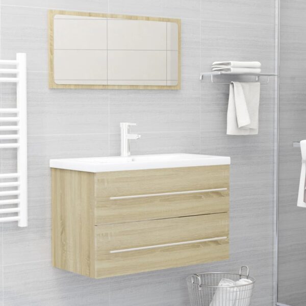 2 Piece Bathroom Furniture Set Sonoma Oak Engineered Wood