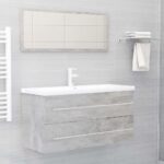 2 Piece Bathroom Furniture Set Concrete Grey Engineered Wood