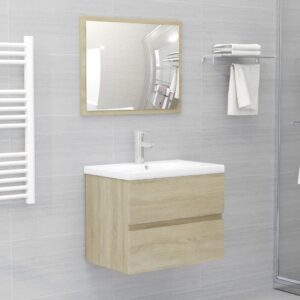 2 Piece Bathroom Furniture Set Sonoma Oak Engineered Wood