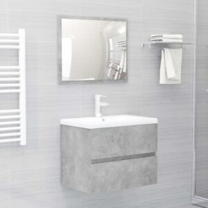 2 Piece Bathroom Furniture Set Concrete Grey Engineered Wood