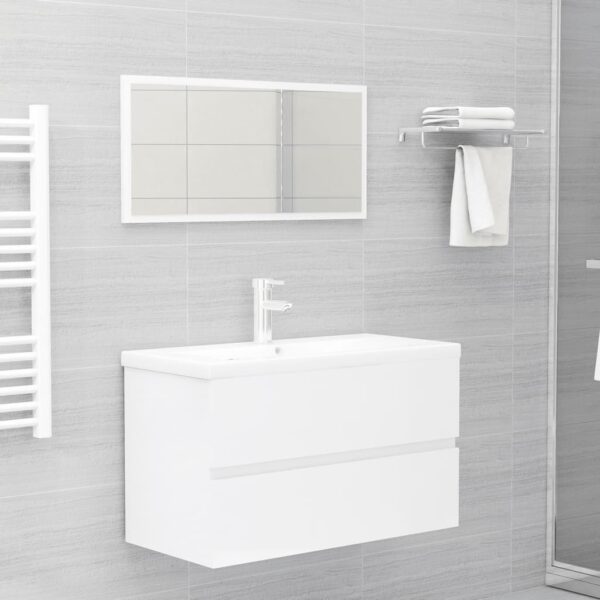 Chic High Gloss White Bathroom Furniture Set with Mirror and Storage Cabinet