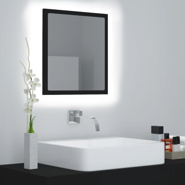 Contemporary LED Bathroom Mirror Black Wall Mounted RGB Light Acrylic Elegant