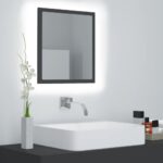 Contemporary LED Bathroom Mirror Wall Mounted RGB Light Acrylic Grey Finish