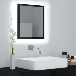 Chic High Gloss Black LED Bathroom Mirror RGB Light Acrylic Wall Mounted Decor