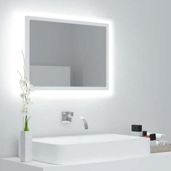 Contemporary LED Bathroom Mirror White Wall Mounted RGB Light Acrylic Elegant