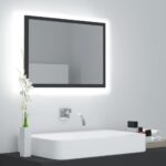 Contemporary LED Bathroom Mirror Wall Mounted RGB Light Acrylic Grey Finish