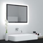 Contemporary High Gloss Black LED Bathroom Mirror RGB Light Acrylic Wall Decor