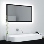 Contemporary LED Bathroom Mirror Wall Mounted Black Acrylic RGB Light Clean Design