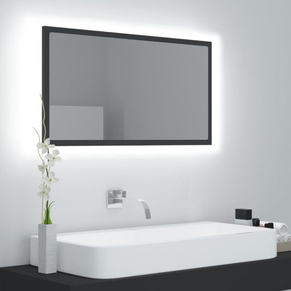 Contemporary LED Bathroom Mirror Wall Mounted RGB Light Acrylic Grey Finish