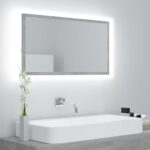 Contemporary LED Bathroom Mirror RGB Light Acrylic Wall Mounted Concrete Grey