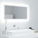 Contemporary LED Bathroom Mirror White Acrylic Wall Mounted RGB Light Clean Design